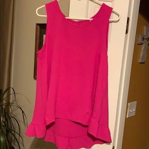 Hot pink sleeveless blouse